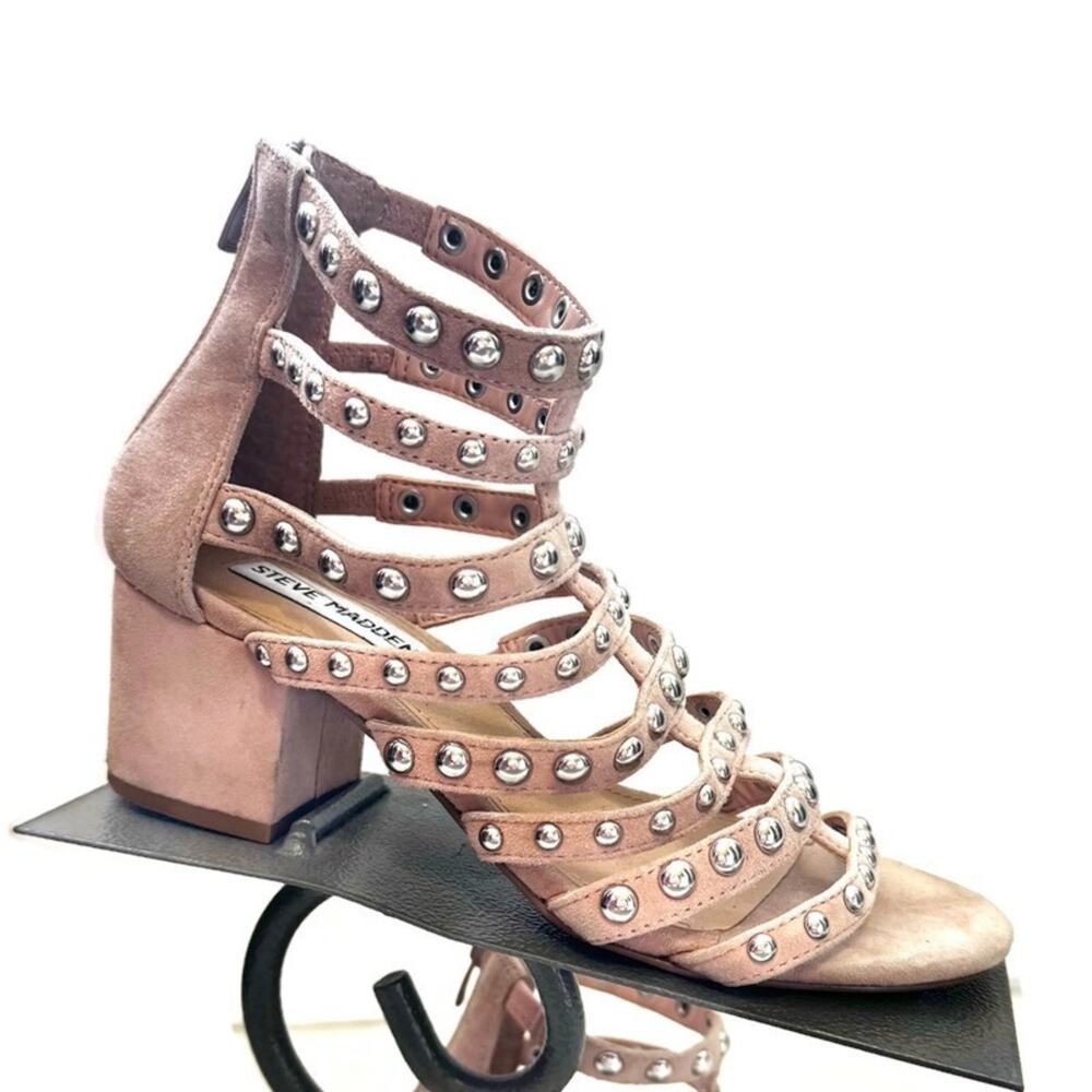 Steve Madden Mania Studded Cage Heeled Sandal Size 5.5